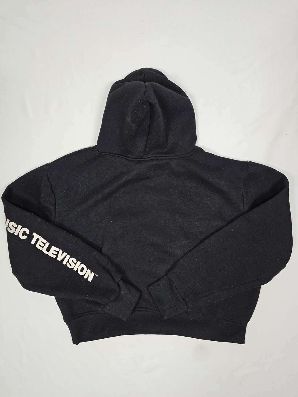 MTV Retro Logo Cropped Black Hoodie Sweatshirt Size S - Picture 7 of 7